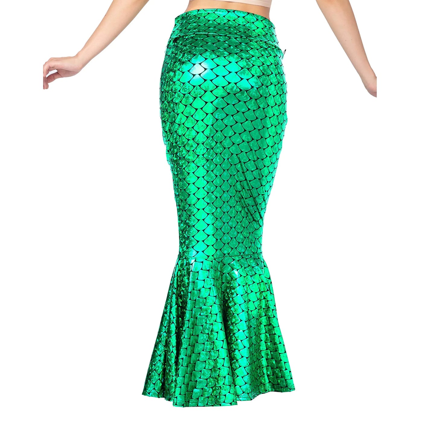 Syncfun Mermaid Costume for Women, Metallic Hologram Shiny Mermaid Skirt for Adult Halloween Party Dress Up and Role Play Cosplay