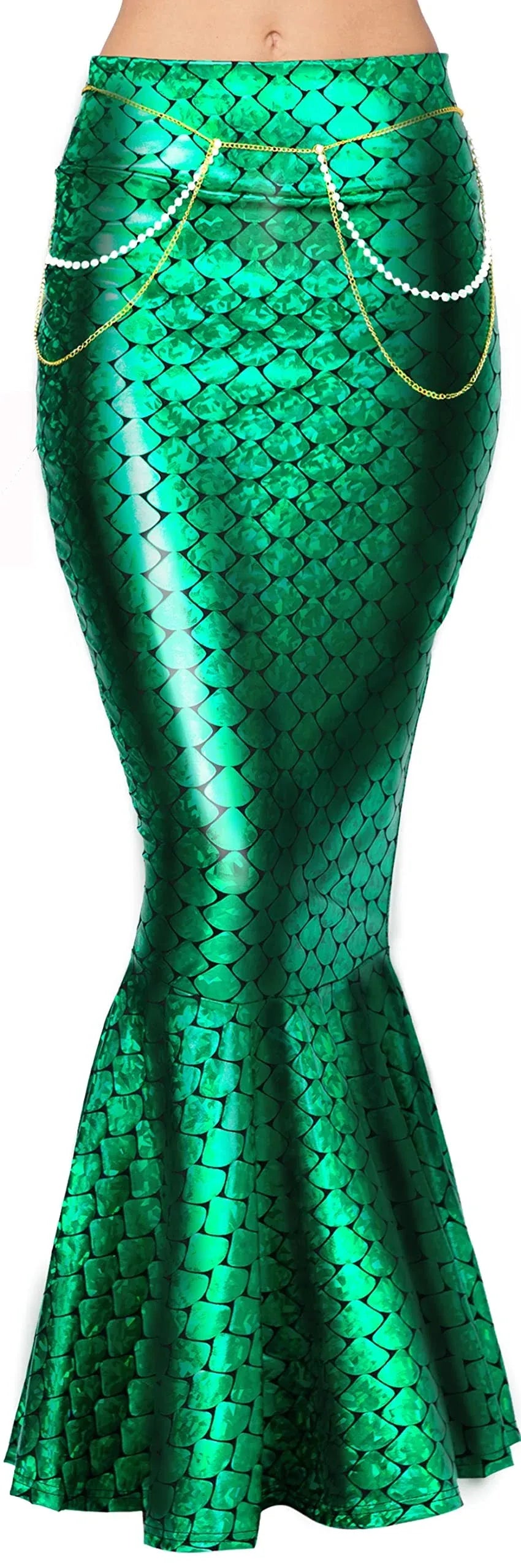 Syncfun Mermaid Costume for Women, Metallic Hologram Shiny Mermaid Skirt for Adult Halloween Party Dress Up and Role Play Cosplay