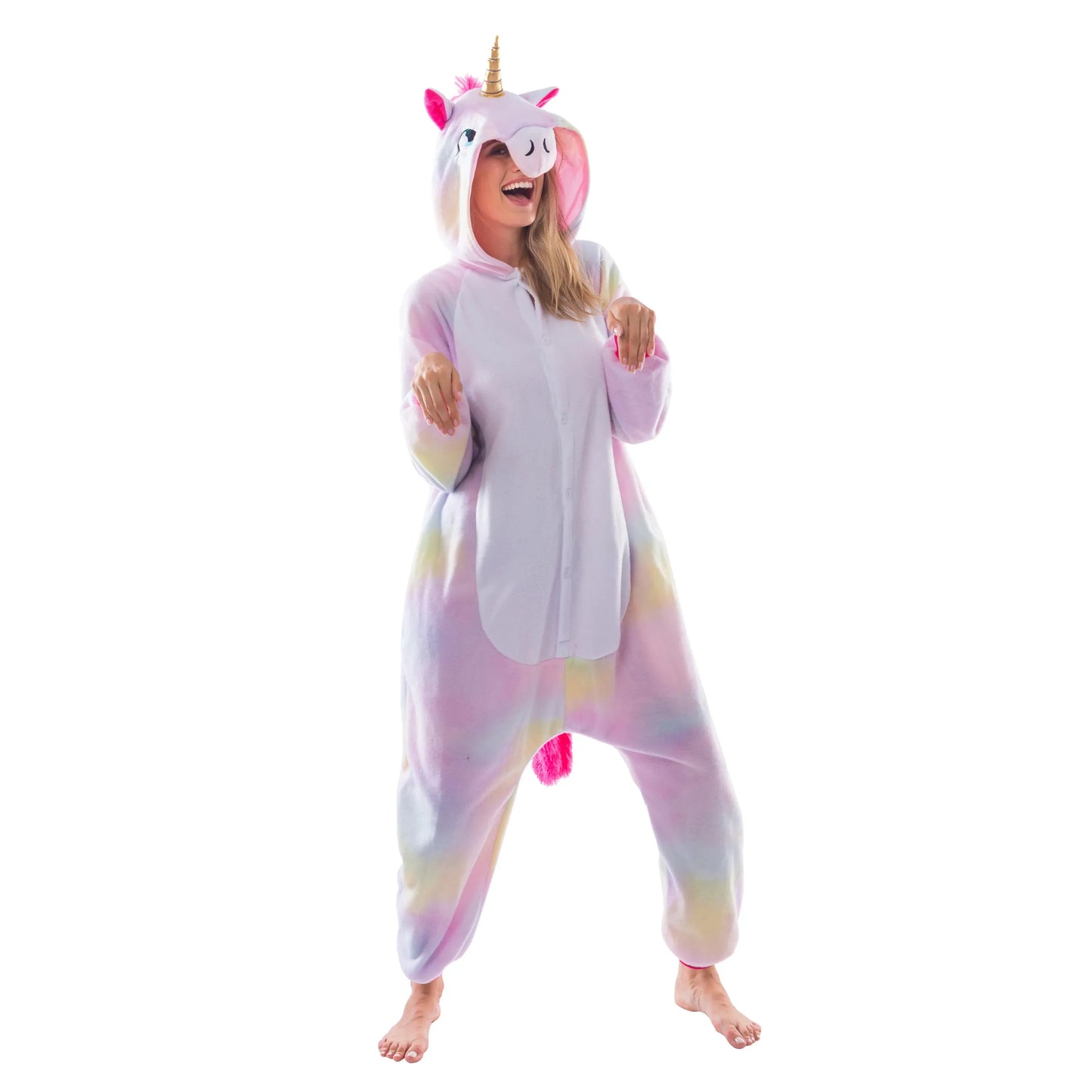 Syncfun Adult Pajamas Plush jumpsuit One Piece Unicorn Animal Costume for Halloween Party Dress Up Role Playing Cosplay