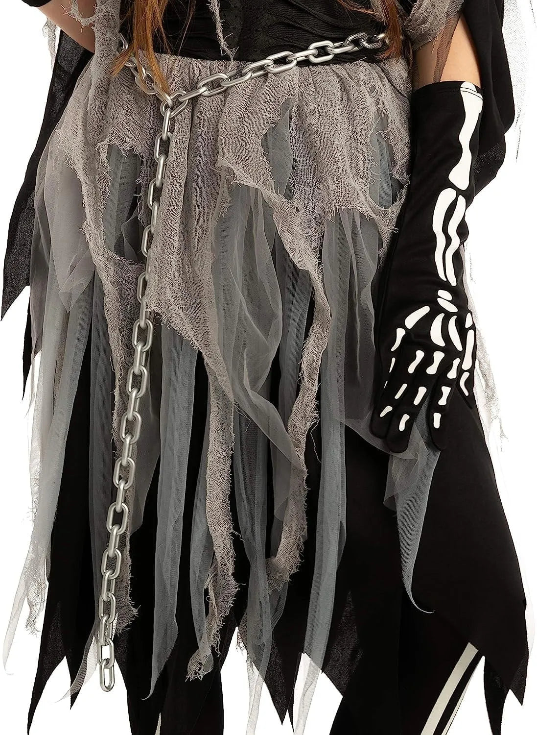 Syncfun Grim Reaper Costume for Kids, Glow in the Dark Grim Reaper Costumes with Gloves and Tights Scary Halloween Costume for Girls & Toddlers Age Up to 14 Years