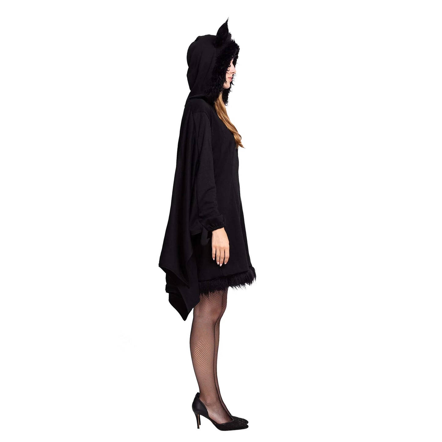 Syncfun Black Bat Costume Adult Women, Halloween Hoodie Costume Bat Winged, M