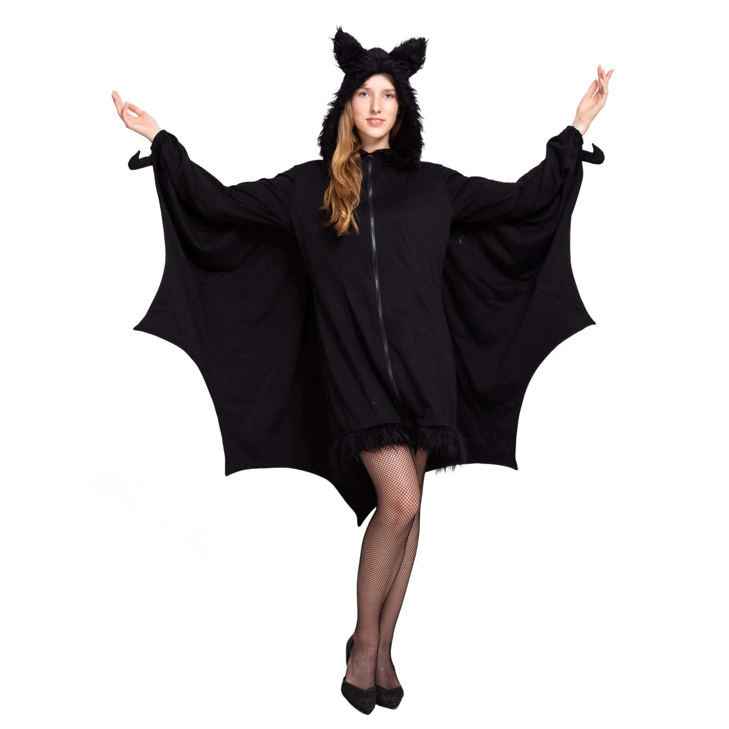 Syncfun Black Bat Costume Adult Women, Halloween Hoodie Costume Bat Winged, M