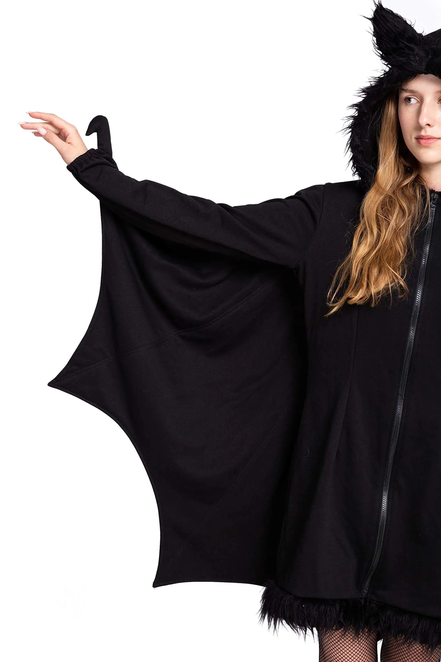 Syncfun Black Bat Costume Adult Women, Halloween Hoodie Costume Bat Winged, M