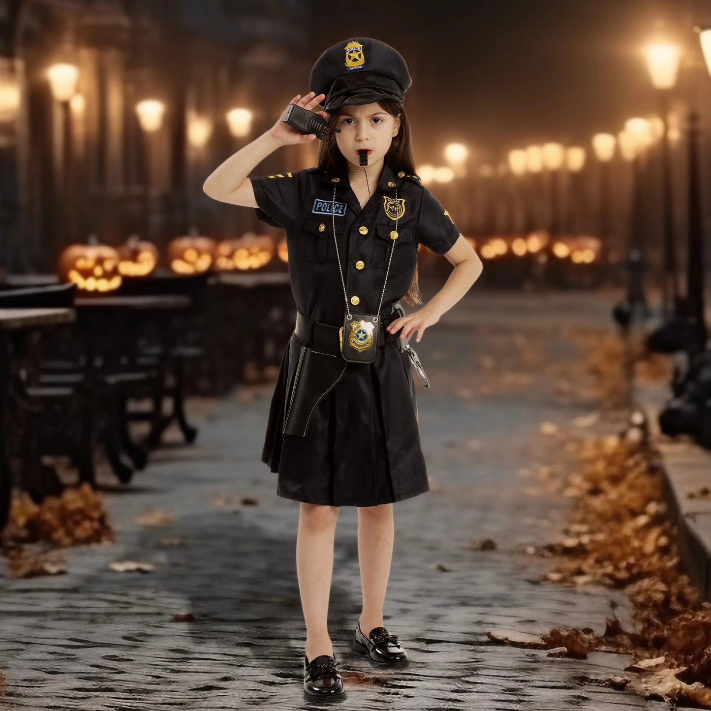 Syncfun Police Officer Girl Cop Costume Outfit Set for Halloween Dress Up Party