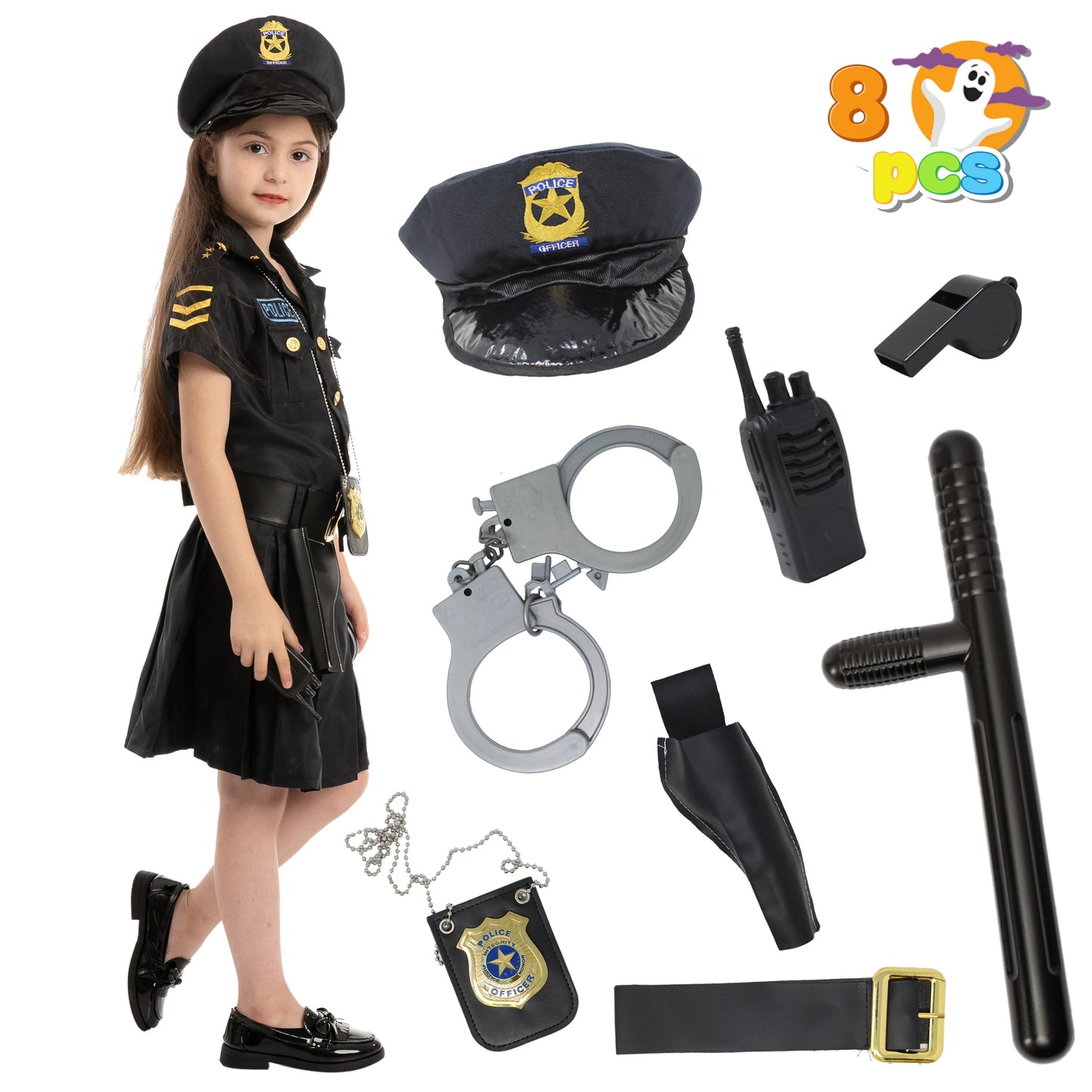 Syncfun Police Officer Girl Cop Costume Outfit Set for Halloween Dress Up Party