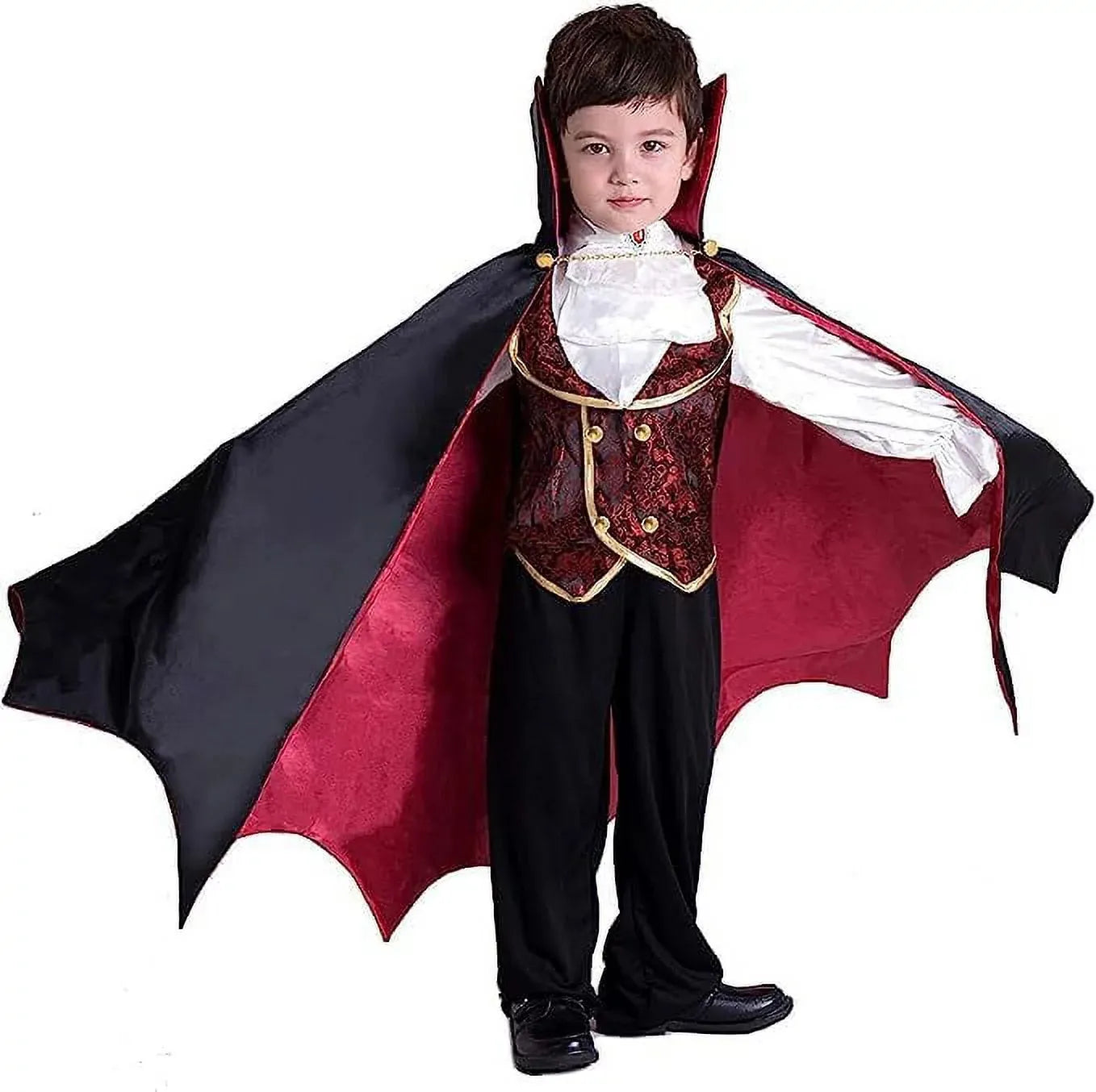 Syncfun Gothic Vampire Costume Deluxe Set for Boys, Kids Halloween Party Dress Up, Role Play Cloak and Accessories