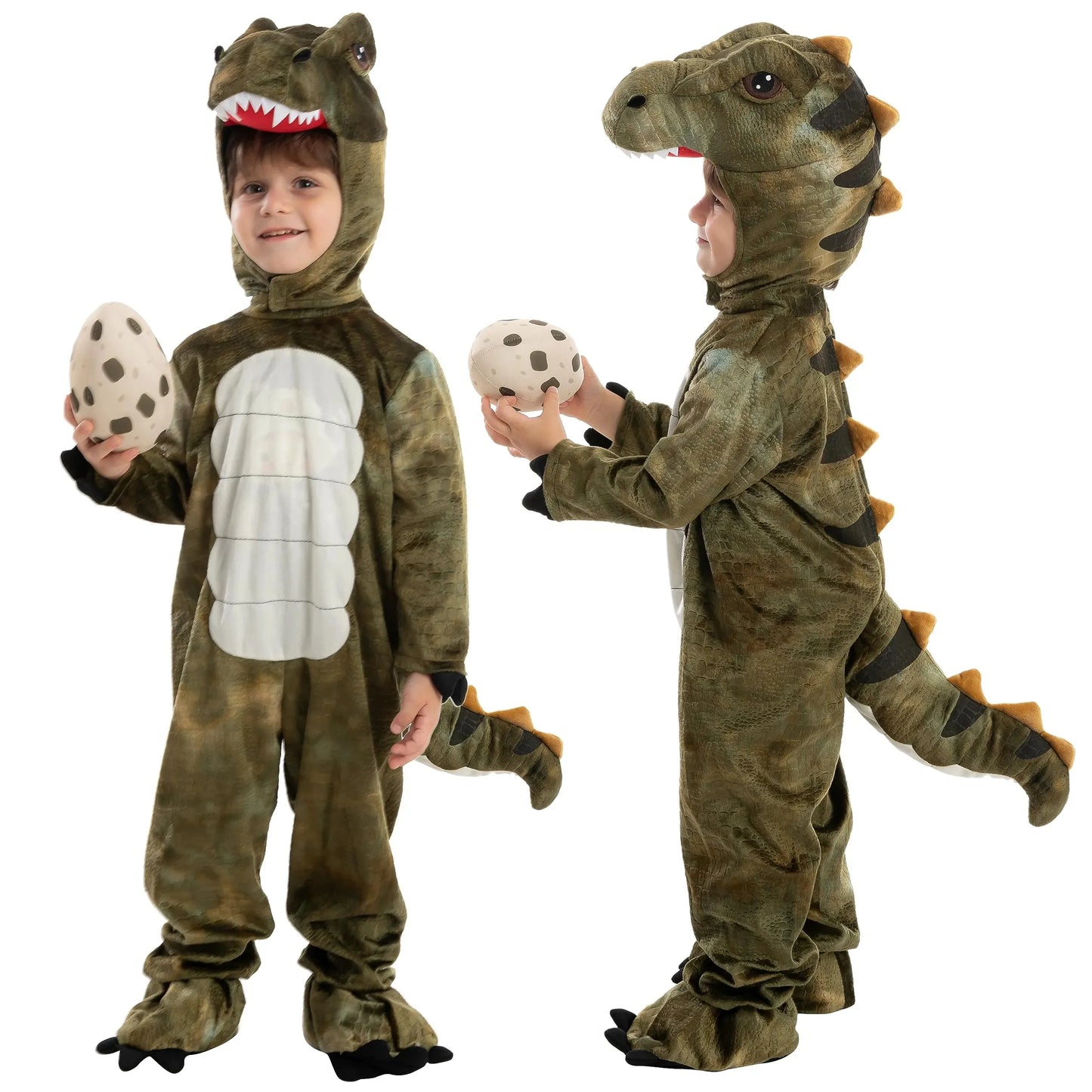 Syncfun T-rex Dinosaur Animals Costumes Jumpsuit with Toy Egg for Kids Halloween Dress-up Party 2-7 Years