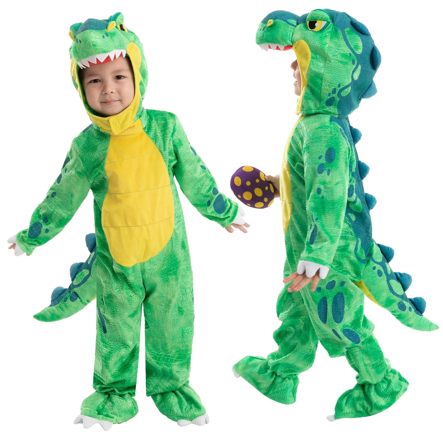 Syncfun T-Rex Costume for Baby, Dinosaur Jumpsuit w/Egg Costume for Toddler and Kids Halloween Party Dress-up 2 5 7 Years