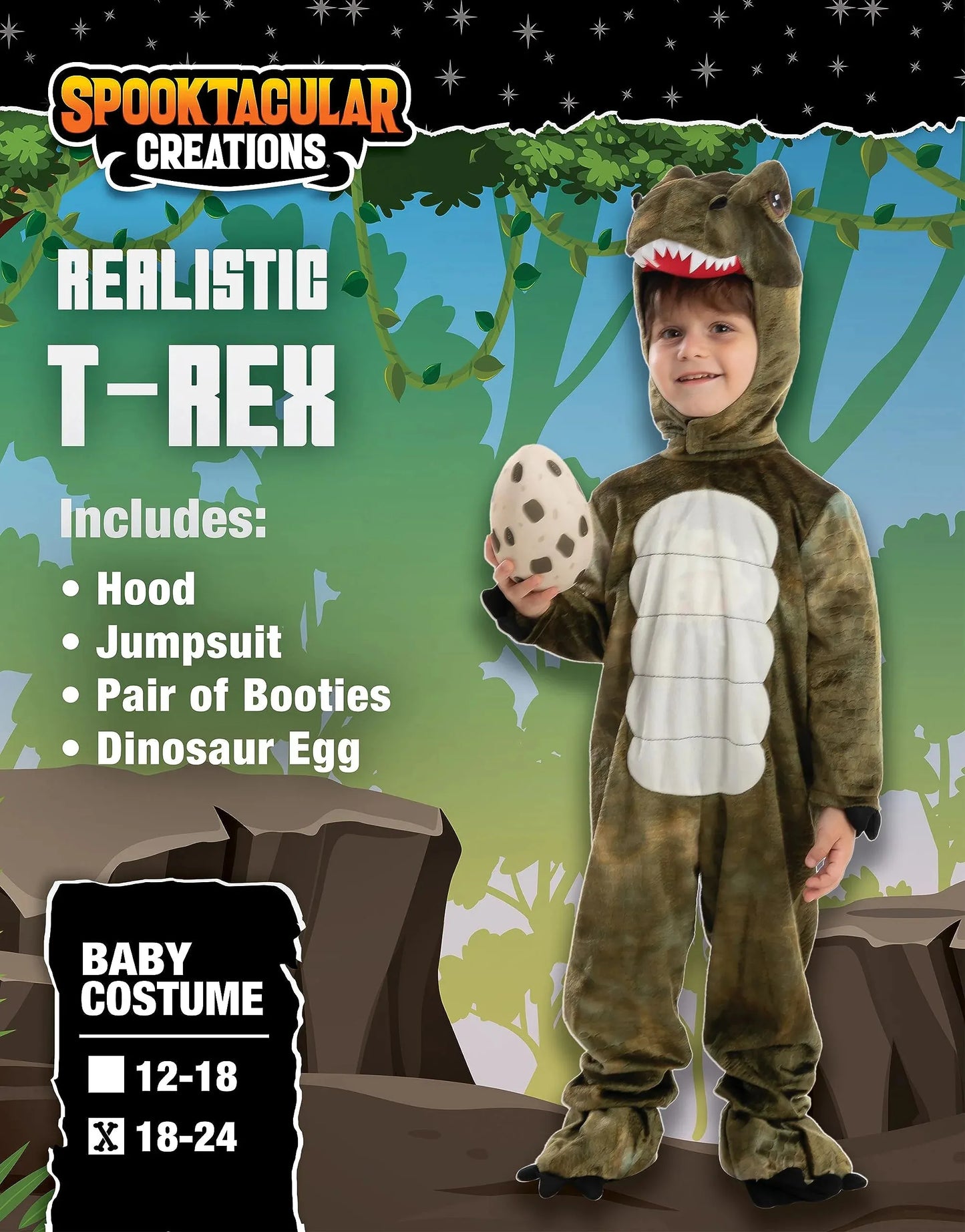 Syncfun T-rex Dinosaur Animals Costumes Jumpsuit with Toy Egg for Kids Halloween Dress-up Party 2-7 Years
