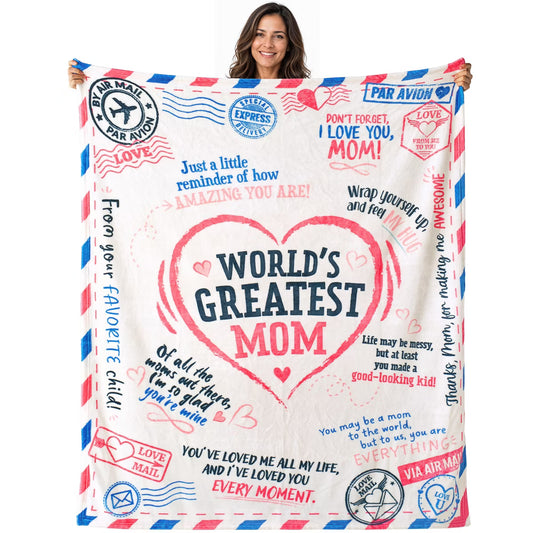 Throw Blanket Flannel gift For Mom, Heart