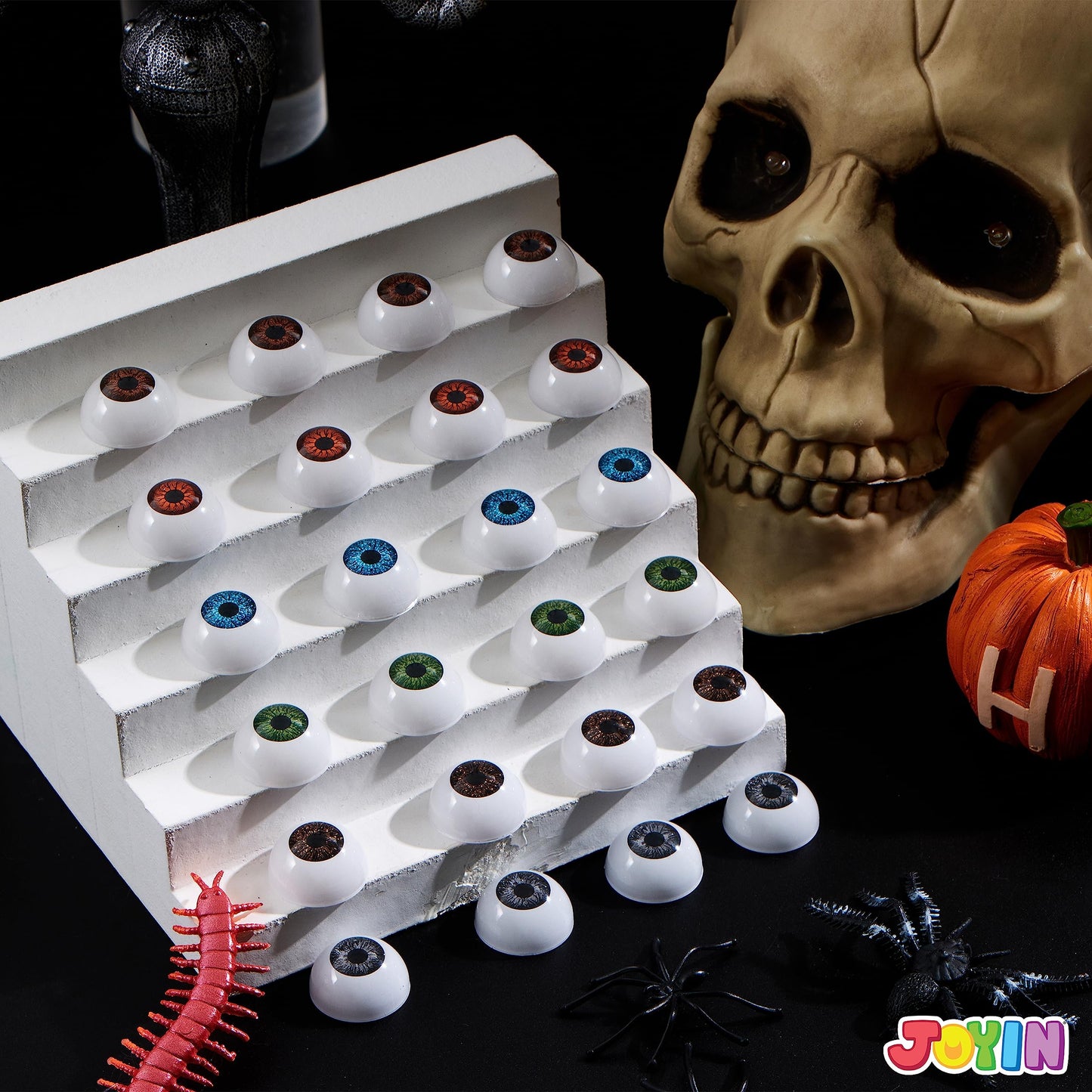 Sycnfun 24 Pcs Halloween Eyeballs Plastic Fake Realistic Eyeballs,Eyeballs Halloween Decor,Halloween Props,Halloween Trick or Treat Party Favor