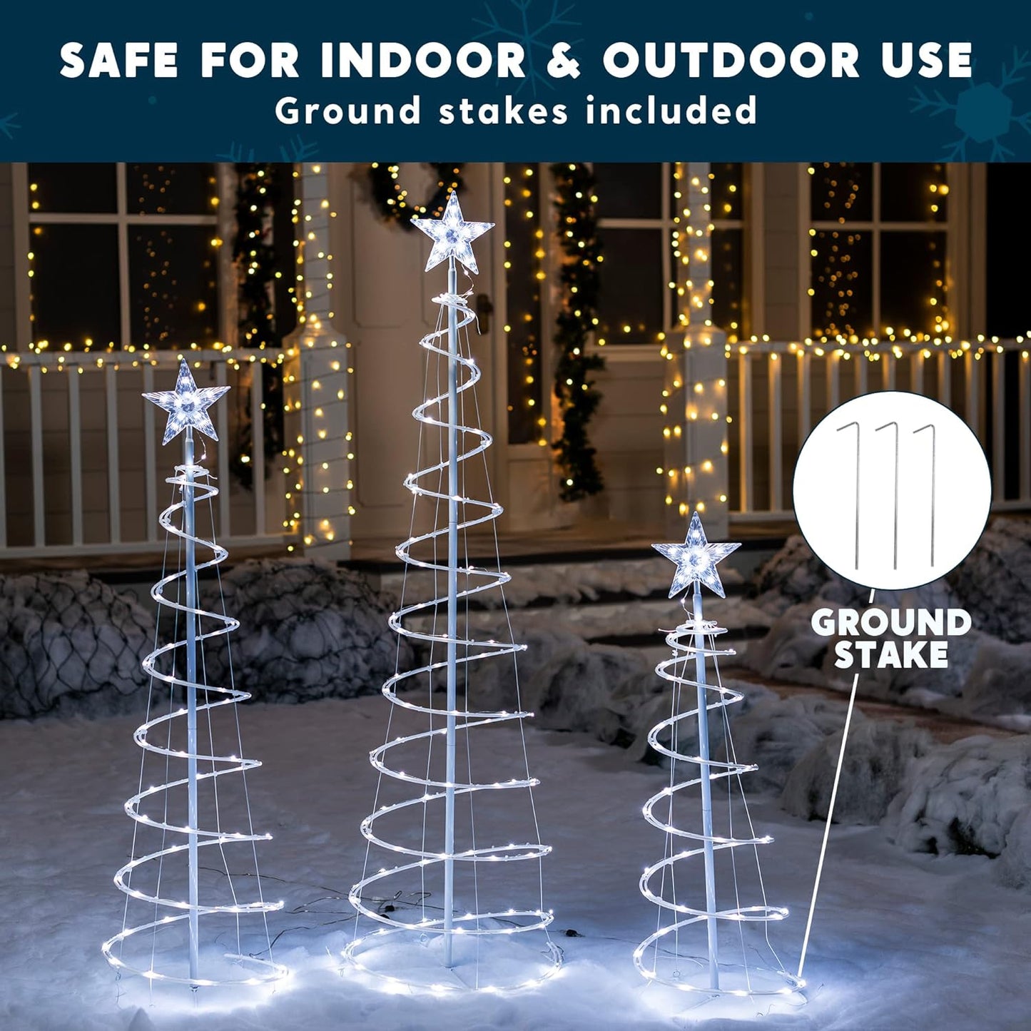 Joyfy 3 Pack Spiral Tree Christmas Decoration Outdoor,218 LED Christmas Tree Light Decorations,Christmas Yard Light with Stakes Decorations Outdoor Holiday Decor
