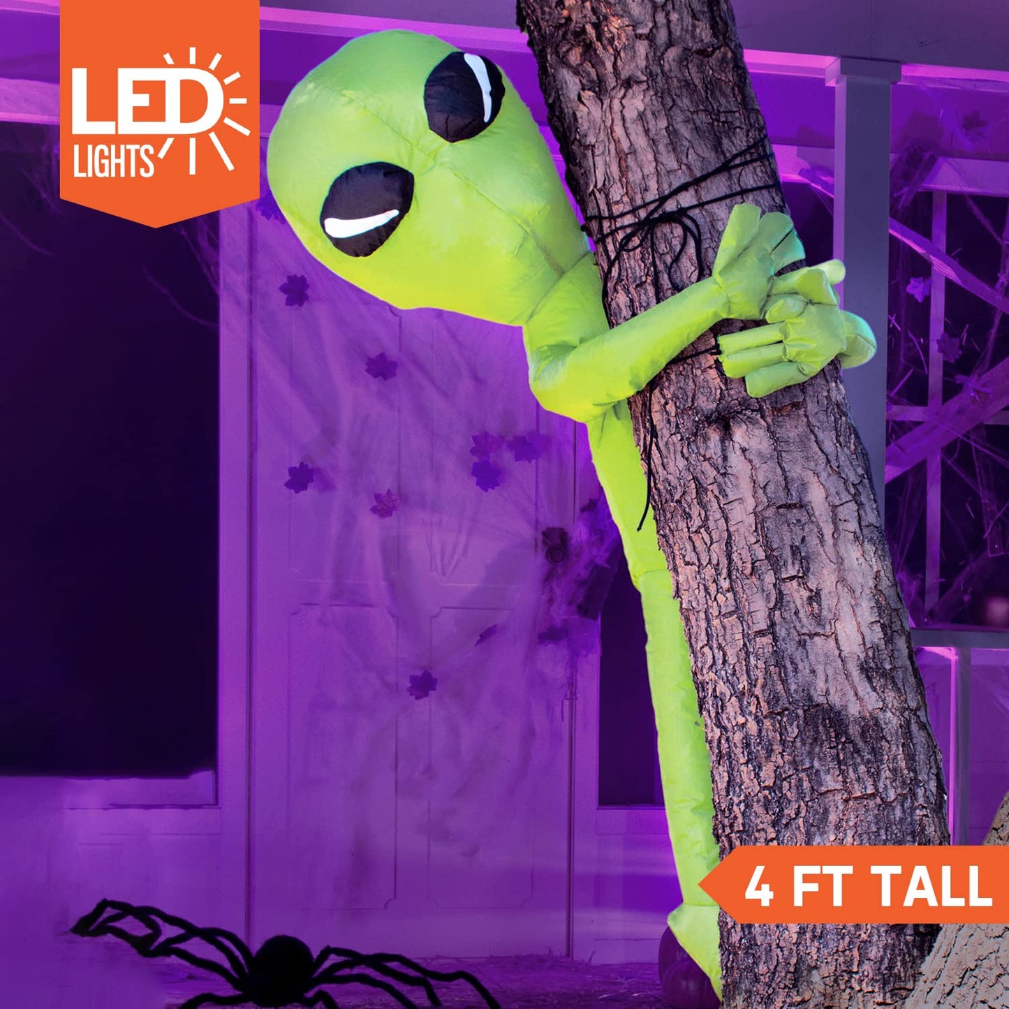 Syncfun 4 FT Halloween Inflatable Alien Tree Ghost Inflatable with Build-in LEDs,Outdoor Blow Up Inflatables Yard Decoration Decorations