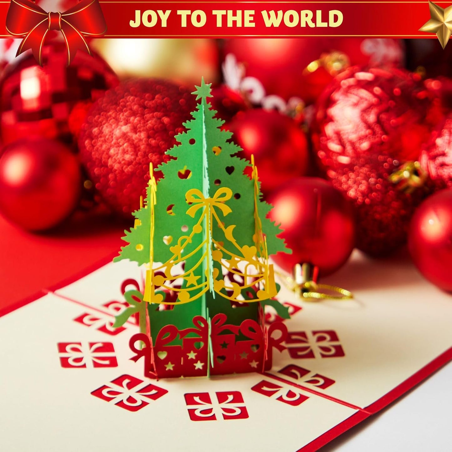 Joyfy 7 Pack 3D Greeting Pop up Christmas Cards, Cards with Unique Designs and Envelopes 6" x 6" for Winter Merry Christmas Season Present