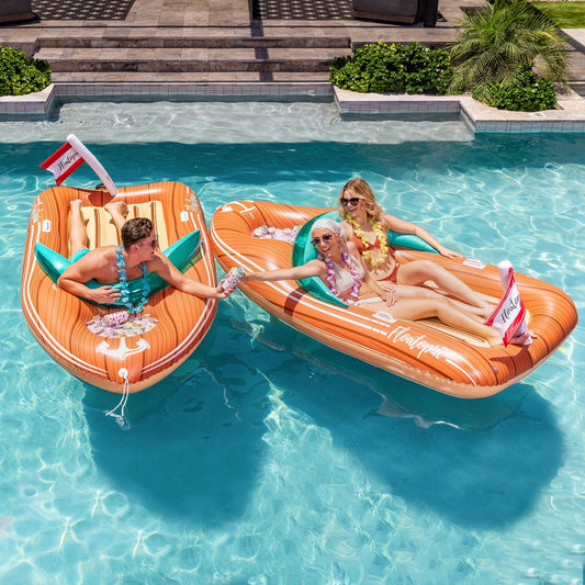SYNCFUN 8 ft Inflatable Boat for Pool with Reinforced Cooler, Boat Raft Pool Lake Toys Summer Swimming Pool Party Decorations for Kids & Adults