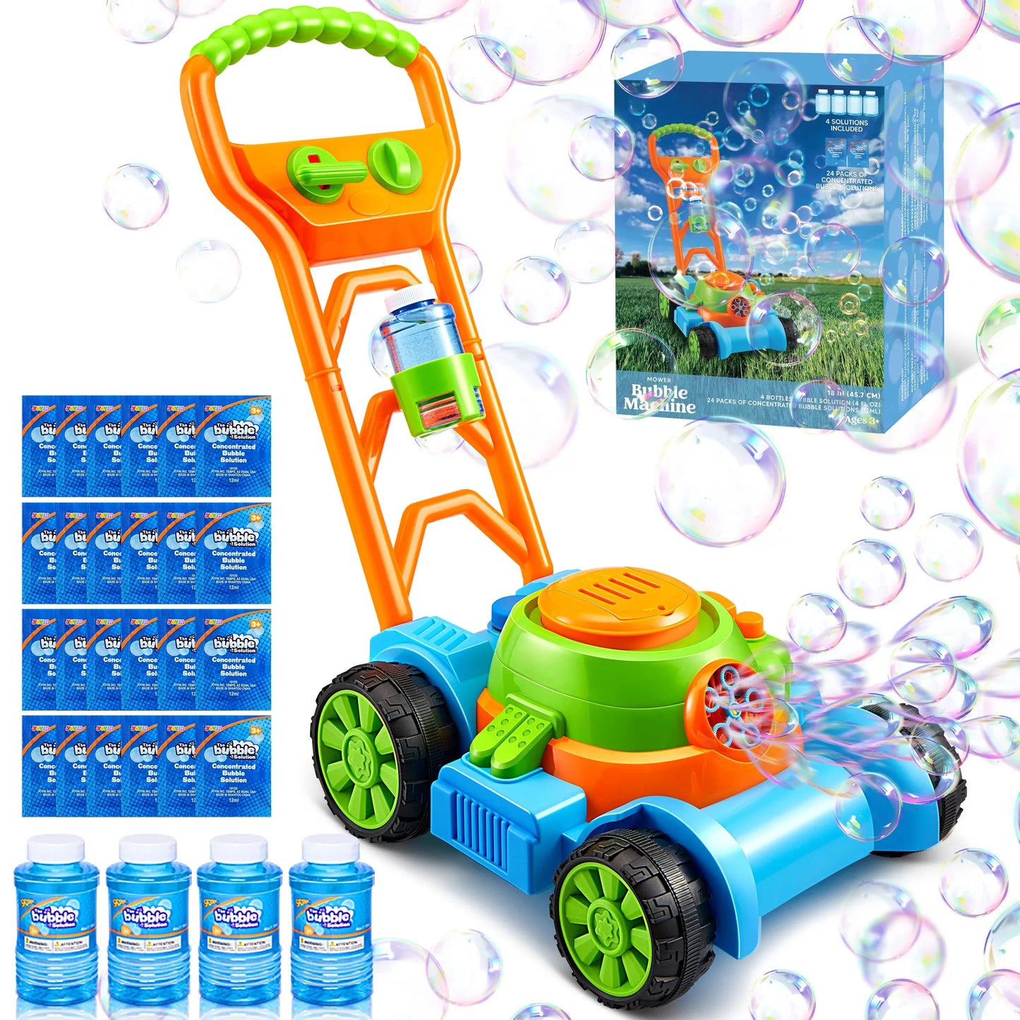 Syncfun Bubble Lawn Mower, Bubble Machine Summer Outdoor Toys for Toddlers 1-3, Bubbles for Kids 2 4 6 Years Birthday Toy