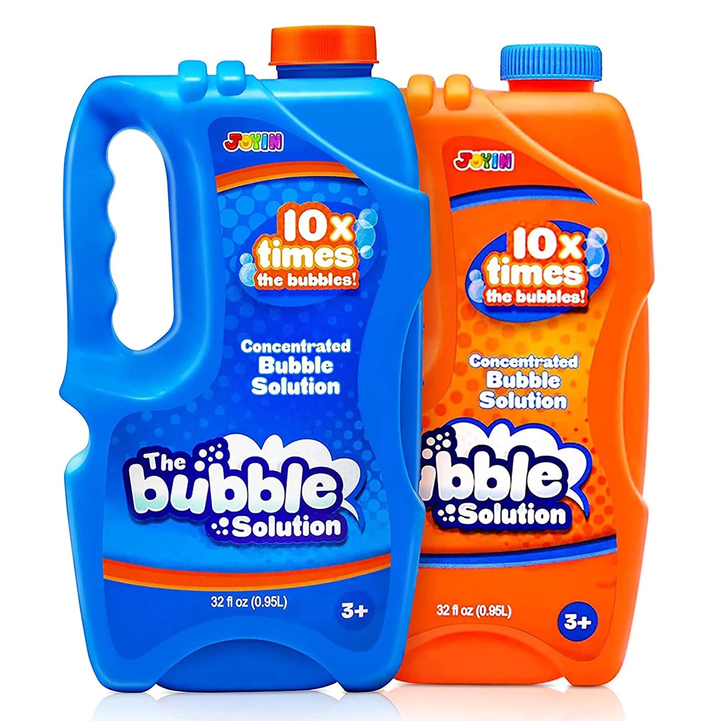 2 Bottles Refill Bubbles Solutions 64 oz (up to 5 Gallon) Concentrated Big Bubble Solution for Bubble Machine, Gun, Wand Refill Fluid Summer, Easter Toys(Orange+Blue)