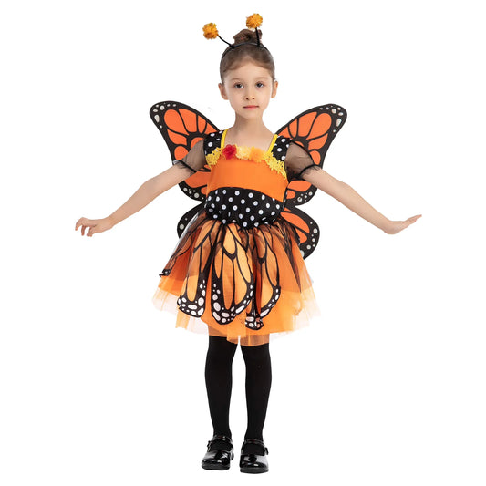 Syncfun Monarch Butterfly Costume for Kids, Girl Halloween Role Play, 3T