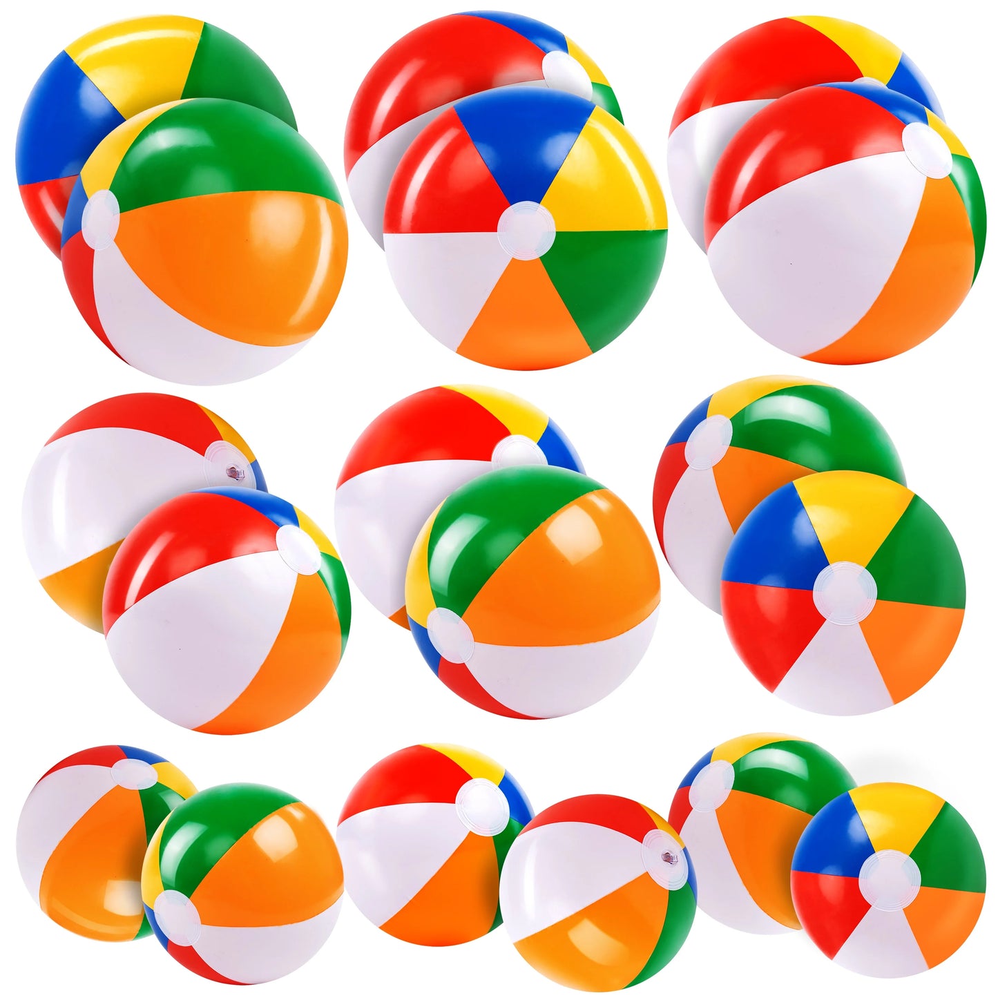 JOYFY 18 Pcs Rainbow Beach Balls, 3 Size Inflatable Swimming Pool Toys for Summer Water Games Kids Birthday Party Supplies