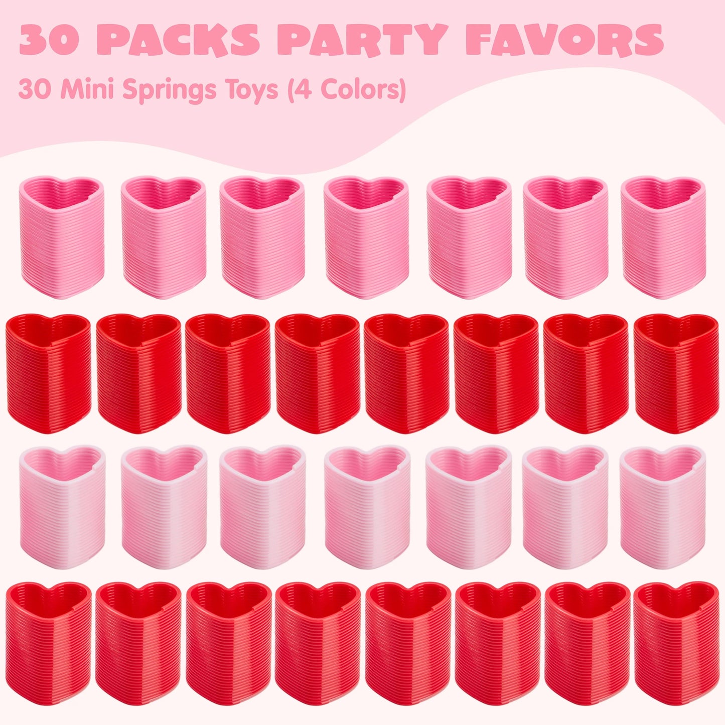 30 Packs Valentine’s Day Party Favors with Mini Springs Toys, Multi-Color Heart Coil Springs Toys, Stress Relief Fidget Toys for Kids Classroom Exchange, School Prize and Goodie Bag Stuffers