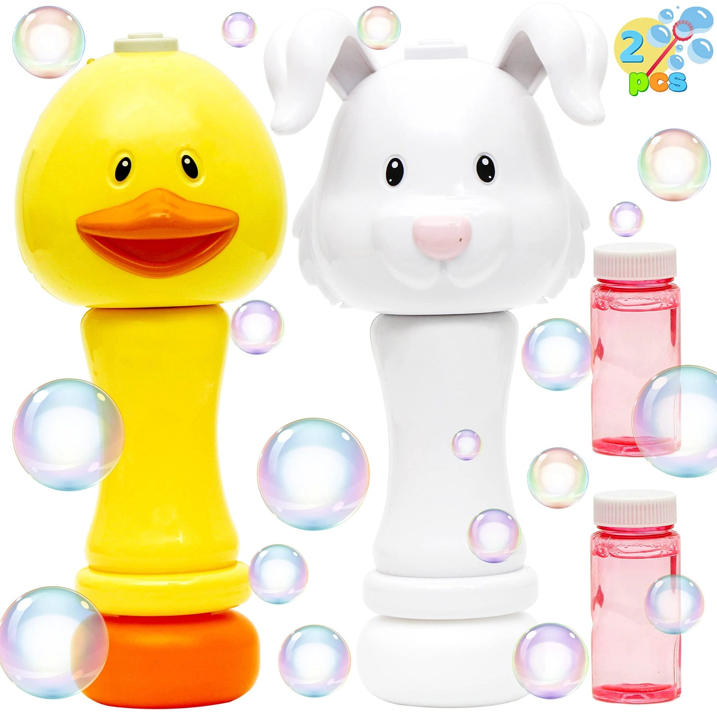 2 Pack Duck Bunny Bubble Blowing Toy for Outdoor Activities, Party, Wedding, Easter Basket Stuffer