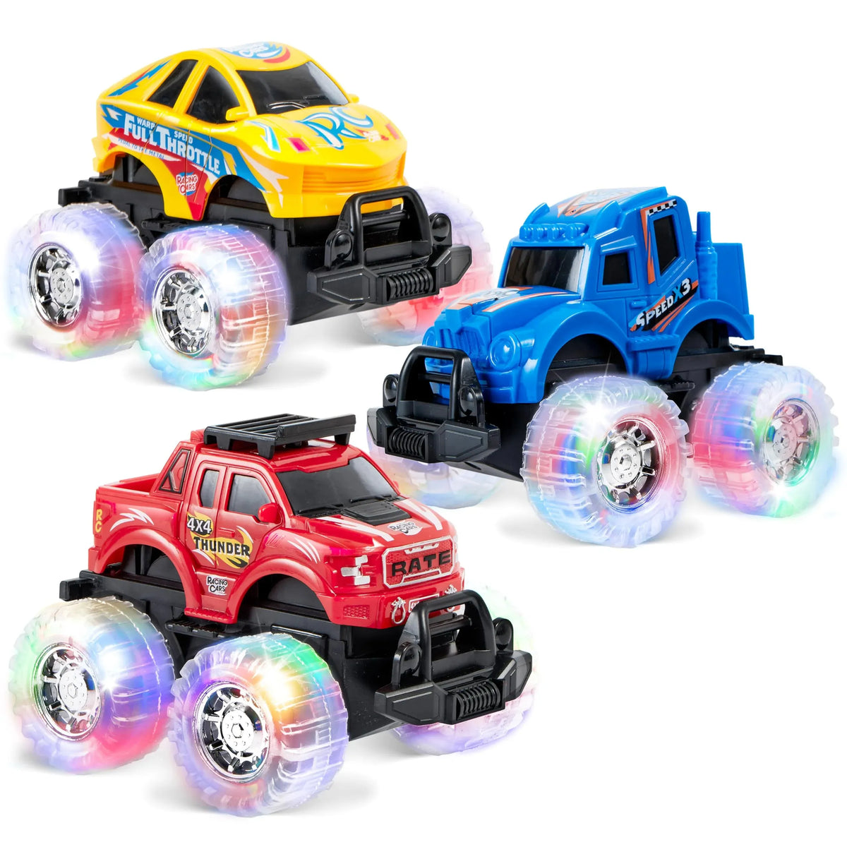 Syncfun 3 Pack Light Up Monster Truck Set, Toy Truck Set for Boys