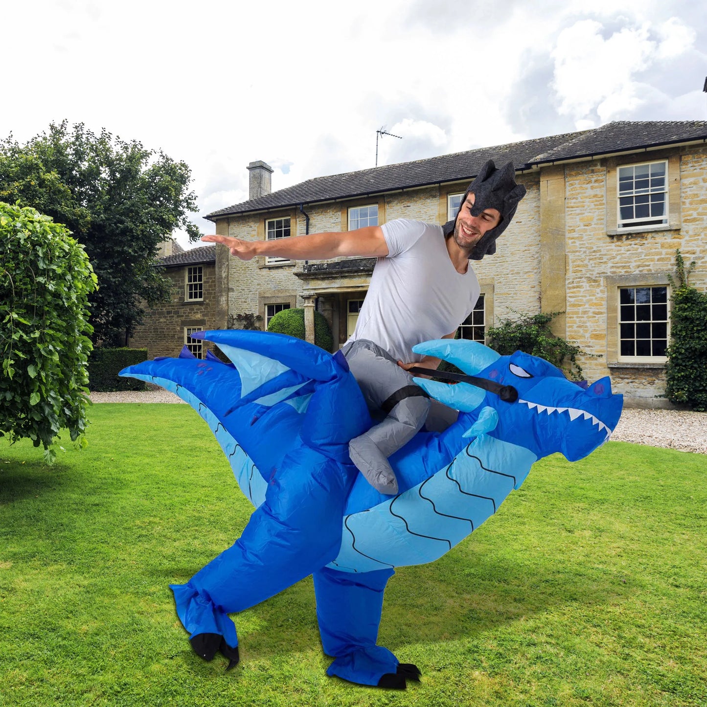 Syncfun Inflatable Costume Riding a Fire or Ice Dragon Air Blow-up Halloween Costume for Adult& Younth