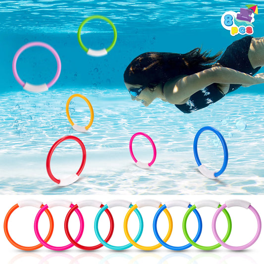 Syncfun 8 Pcs Dive Rings Pool Toys, Colorful Underwater Training Pool Diving Rings, Swimming Pool Dive Ring Toy for Kids Gifts Summer Swim Water Fun Pool Games