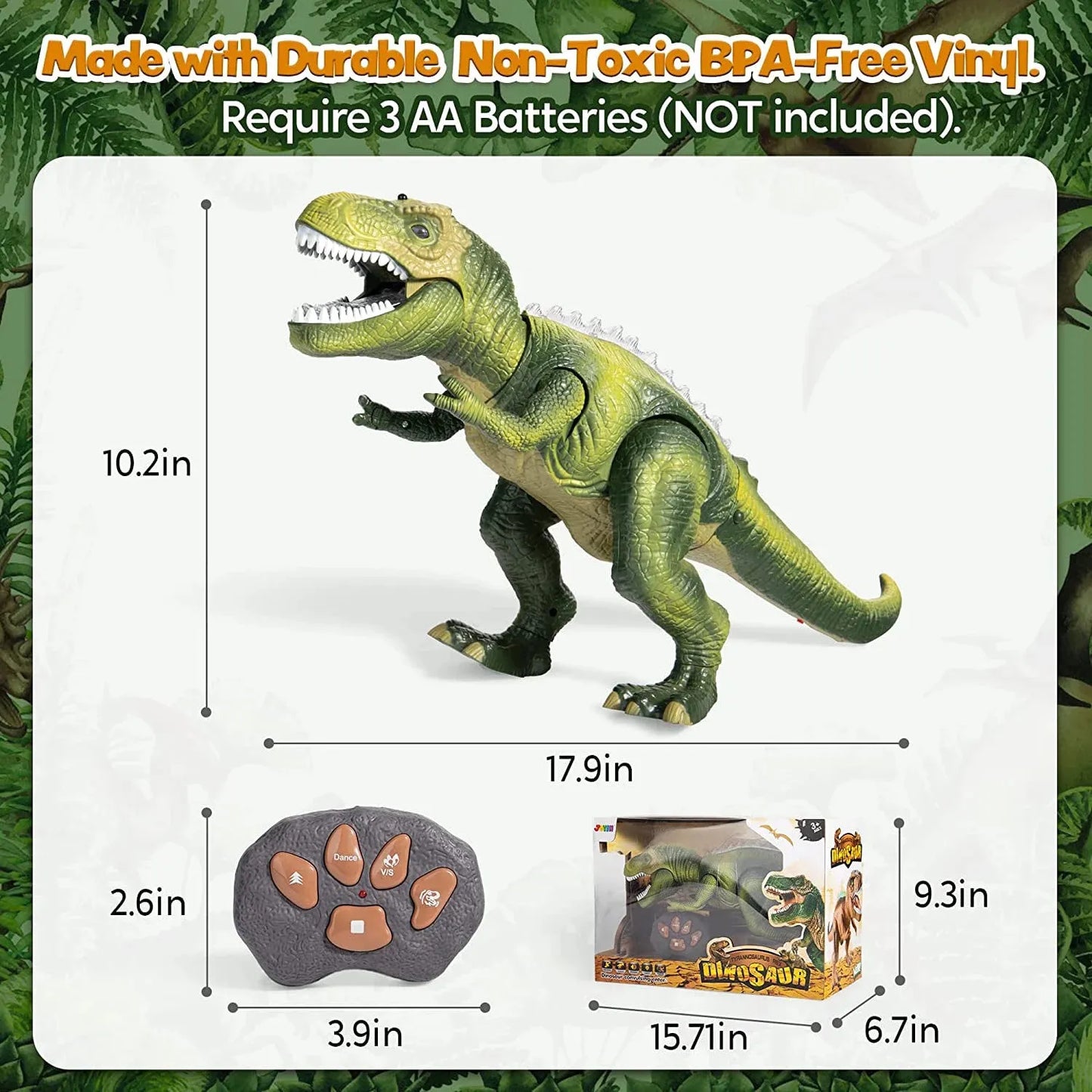 Dinosaur Robot Toy Remote Control Walking Dinosaur with Light Sound Electric Animal Toy for Kids