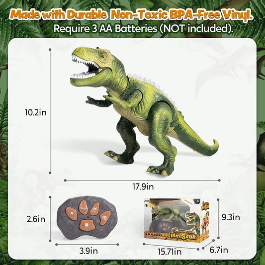 Dinosaur Robot Toy Remote Control Walking Dinosaur with Light Sound Electric Animal Toy for Kids