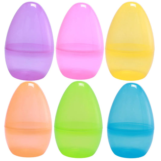 6-Piece 10-Inch Giant Easter Eggs Clear and Colorful, Great for Filling Specific Toys
