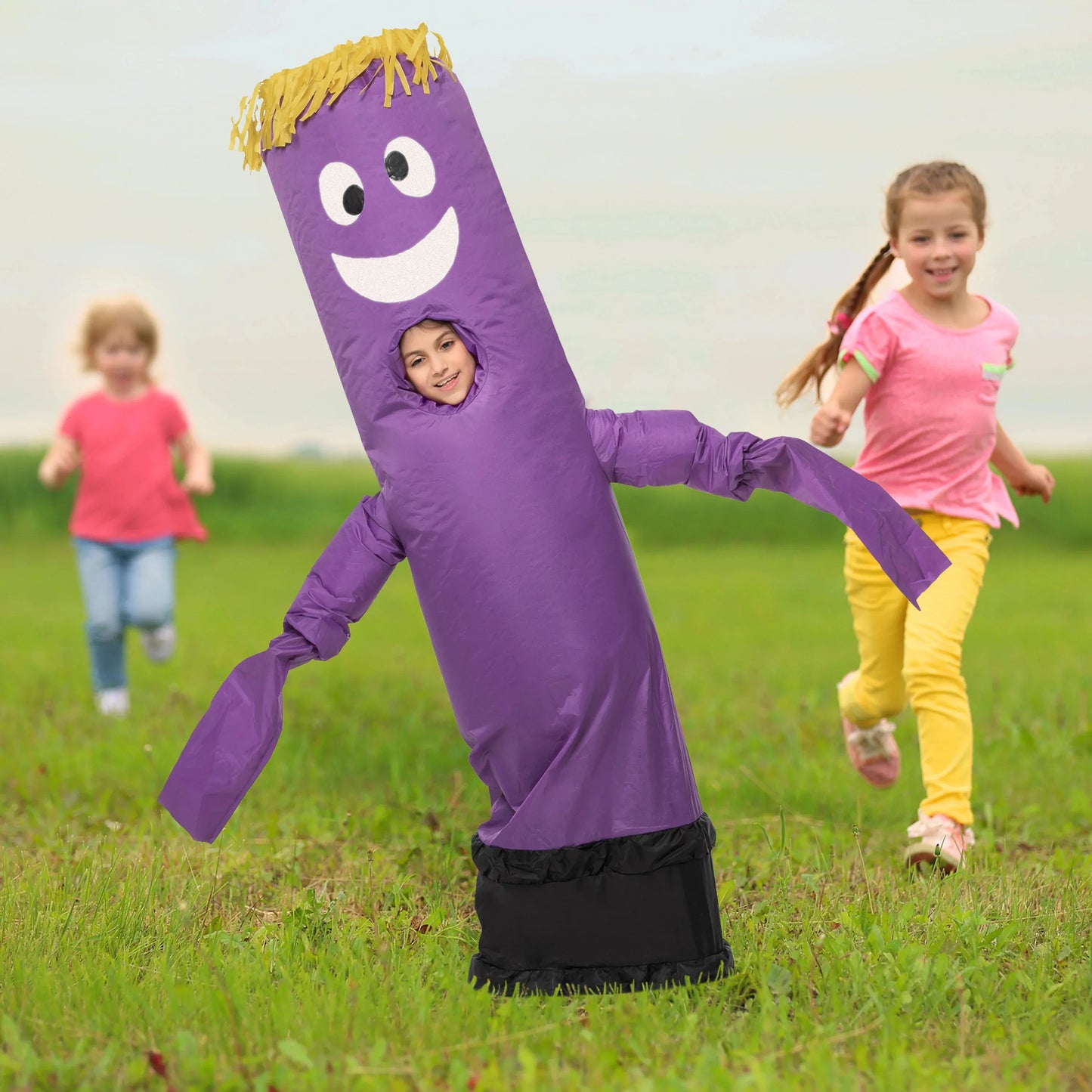 Syncfun Inflatable Halloween Costume for Kids,Inflatable Tube waving arms and dancing,Full Body Dress UP (Purple)