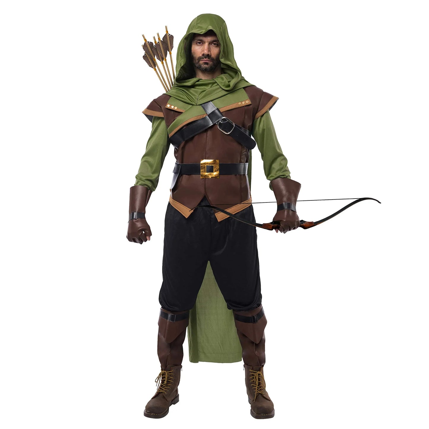 Syncfun Renaissance Robin Hood for Men Costume Set Made of Leather for Halloween Dress Up Party, Large