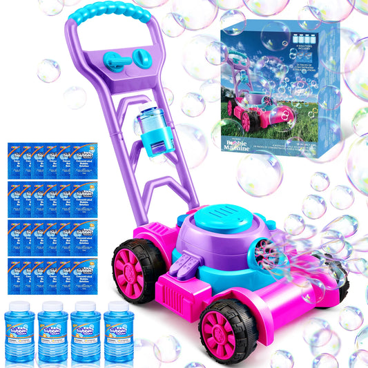 Syncfun Bubble Lawn Mower, Bubble Machine Summer Outdoor Toys for Toddlers 1-3, Pink Bubble Blower for Kids 2 4 6 Birthday Gifts