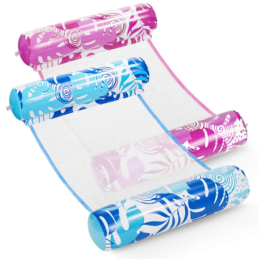 2 Packs Inflatable Pool Float Hammock, 4 in 1 Pool Floaties for Adults, Swimming Pool Accessories (Saddle, Lounge Chair, Hammock, Drifter) for Pool, Beach, Outdoor