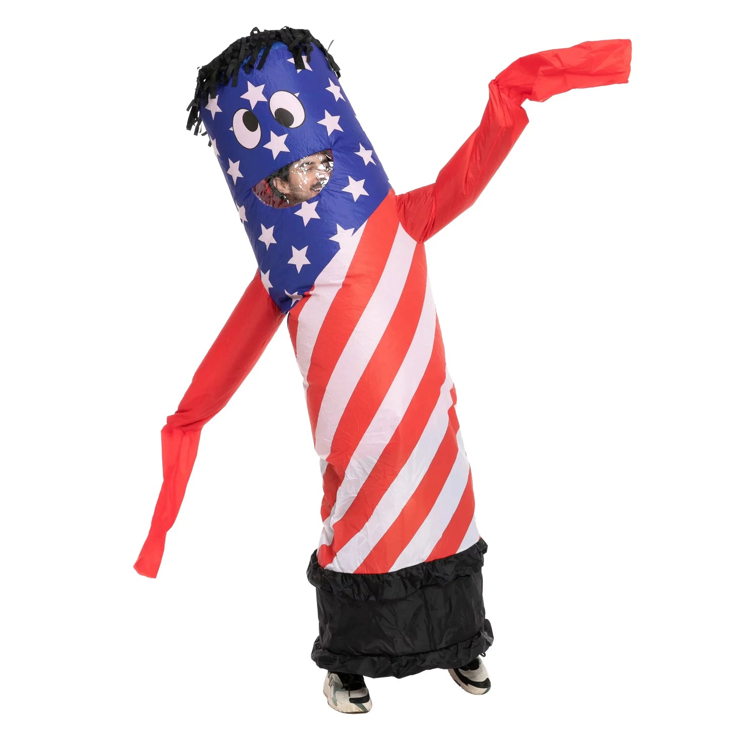 Syncfun Inflatable Tuble Costumes for Adult, with Blower American Flag Air Dancer Tube Man Wavy Arm Guy Costumes, Halloween Party Role Play