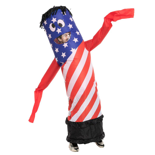 Syncfun Inflatable Tuble Costumes for Adult, with Blower American Flag Air Dancer Tube Man Wavy Arm Guy Costumes, Halloween Party Role Play