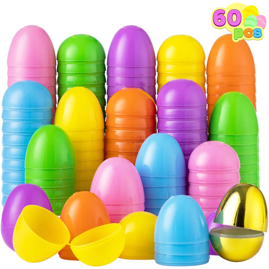 60 Pieces 2.3" Easter Eggs include 1 Golden Egg for Filling Specific Treats, Easter Theme Party Favor, Easter Eggs Hunt, Basket Stuffers Filler, Classroom Prize Supplies
