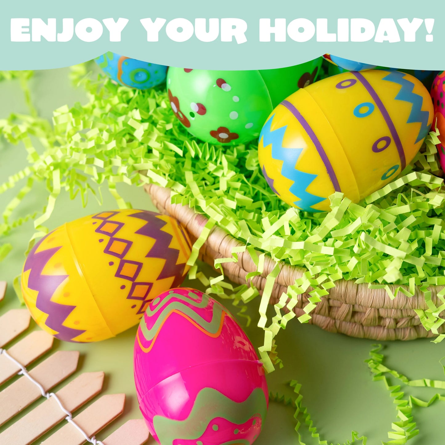 36PCS 3.15" Printed Easter Eggs, Empty Fillable Colorful Plastic Eggs Bulks for Easter Hunt, Basket Stuffers Filler, Classroom Prize Supplies