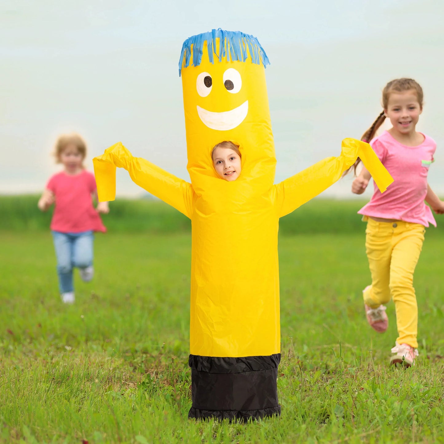 Syncfun Inflatable Halloween Costume for Child, Inflatable Tube waving arms and dancing, Full Body Dress UP (Yellow)