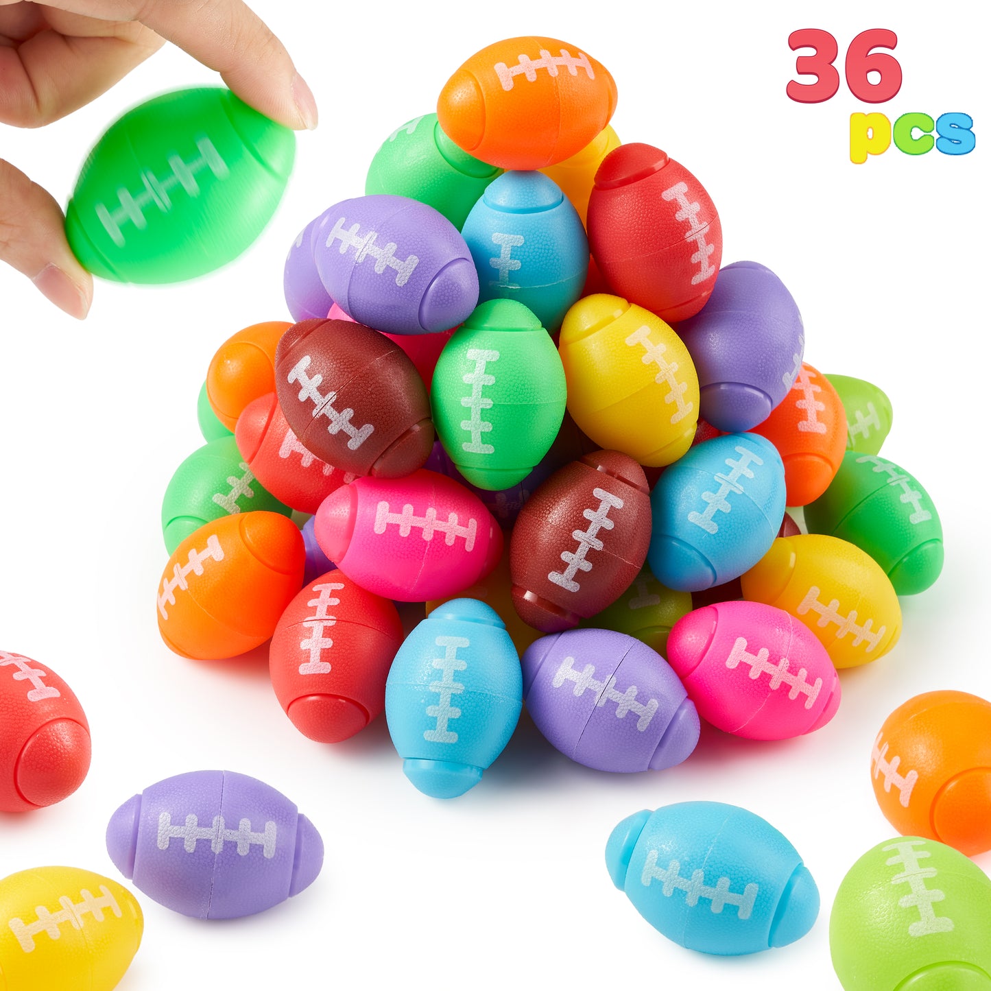 Joyfy 36 Pack Fidget Balls Spinners Colorful Football Party Supplies, Birthday Favors for Kids Prize, Treasure Box Toys for Classroom, Stress Relief Gifts