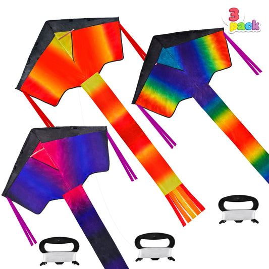 Syncfun 3 Packs Delta Kite, Easy to Fly Huge Kites for Kids and Adults with 262.5 ft Kite String for Outdoor Games and Activities