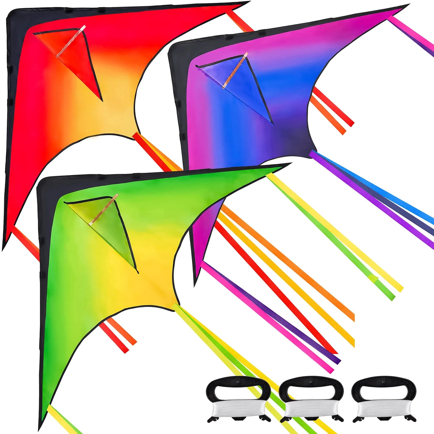 Syncfun 3 Packs Large Delta Kite, Easy to Fly Huge Kites for Kids and Adults with 262.5 ft Kite String, Beach Kite for Outdoor Games and Activities