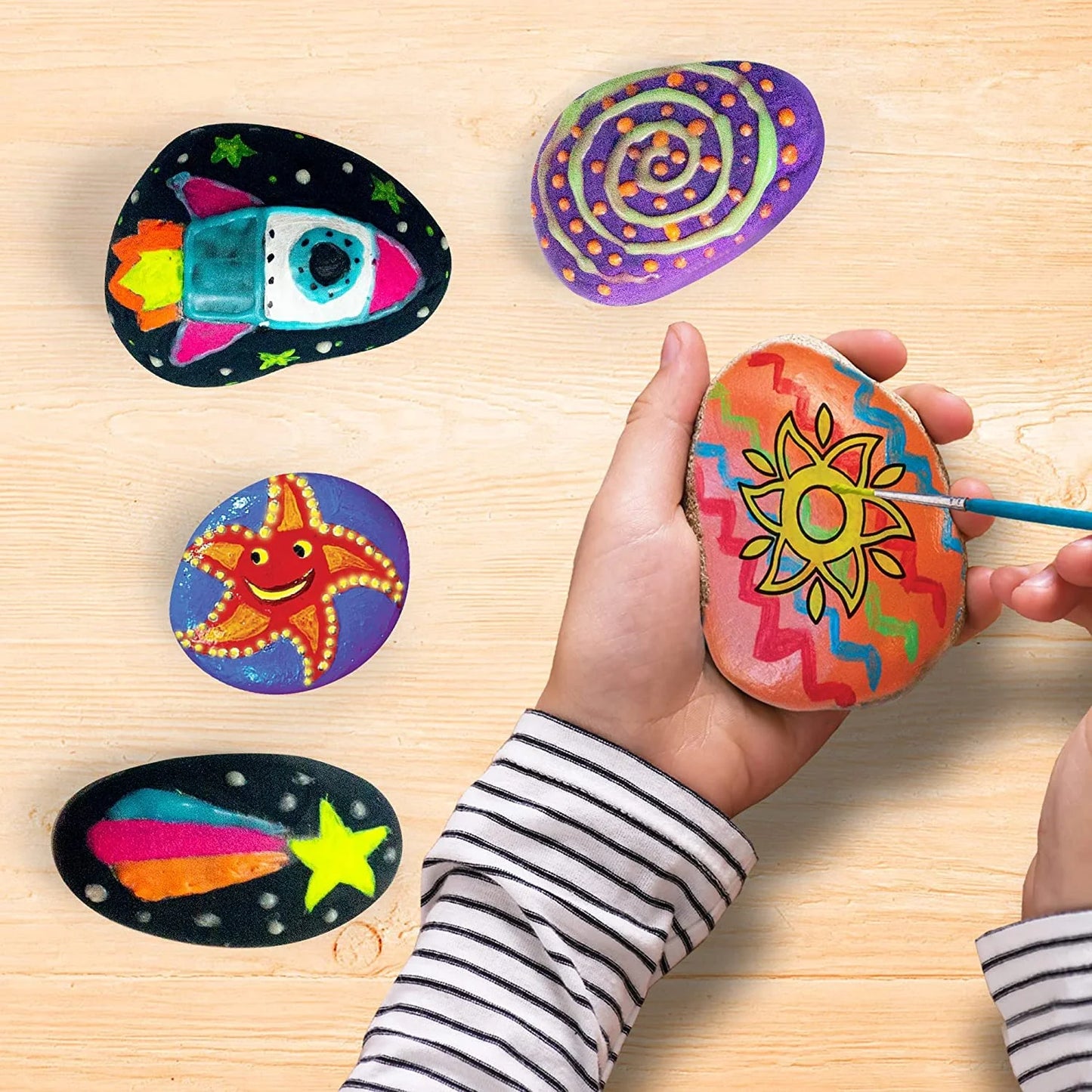 Joyfy 10 Pcs Rock Painting Kit for Kids Ages 6-8-12,Home Creativity Arts And Crafts Kit for Family Indoor Activity