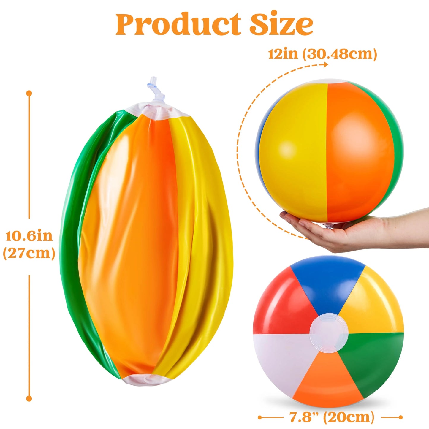 Joyfy 12 Pack Rainbow Beach Balls,12 inch Inflatable Swimming Pool Toys for Summer Games Pool Party Favors Summer Water Toy Fun Play Beachball Game for Kid Boys Girls
