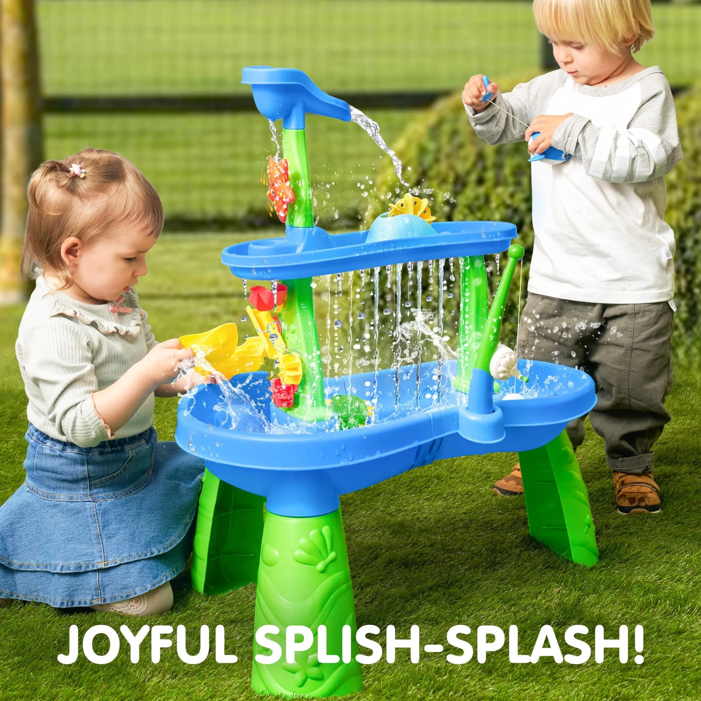 Syncfun Water Table for Toddlers, 3-Tier Water Sand Table Outdoor Play Toys for Kids Ages 2 3 4 5, Activity Sensory Tables for Summer Beach Backyard Activities, 26" x 17" x 30"