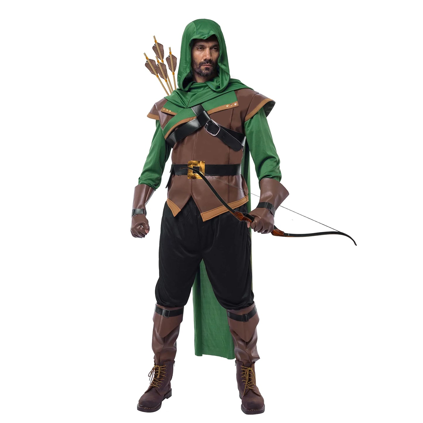 Syncfun Renaissance Robin Hood for Men Costume Set Made of Leather for Halloween Dress Up Party, Large