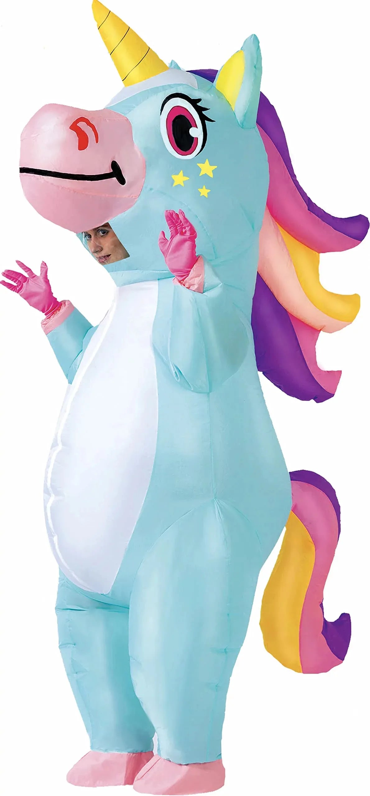 Syncfun Inflatable Costume for Adults,Full Body Blue Unicorn Inflatable Halloween Costume