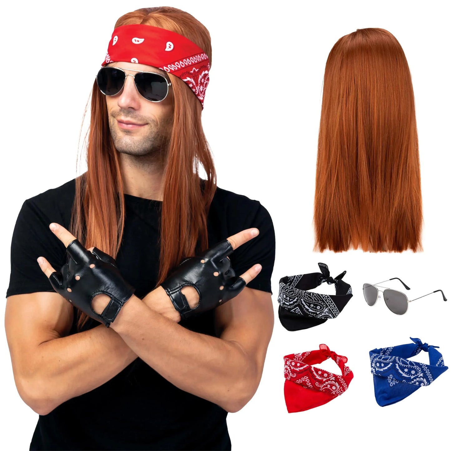 Syncfun Rockstar 90s Rocker Costume Party Cosplay Halloween Costumes for Men Adults