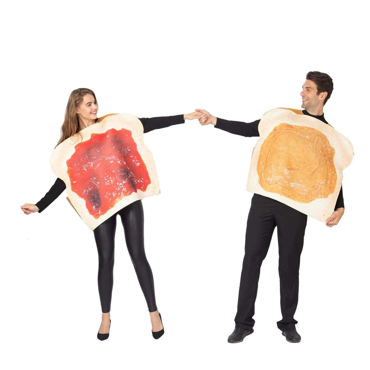 Adult Couple Costume Set w/one Peanut Butter and One Jelly Plush for Halloween Dress Up Party